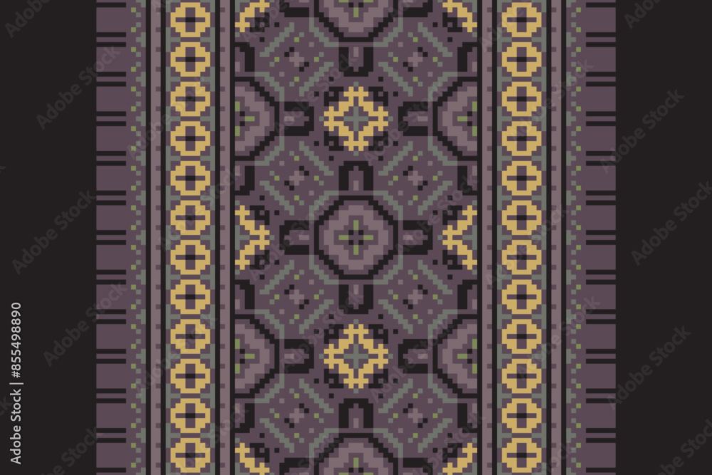 Pixel Seamless Russian folk patterns, cross-stitched embroidery imitation. Patterns consist of ancient Slavic amulets. Pixel Seamless Russian folk patterns, cross-stitched embroidery imitation. Patterns consist of ancient Slavic amulets.