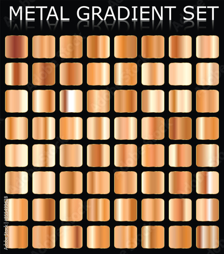 Metal gold gradient swatches color set