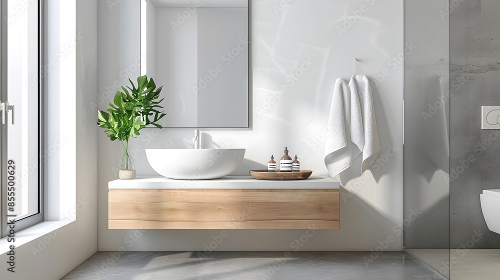 Fototapeta premium Bathroom sink, sink above basin, round