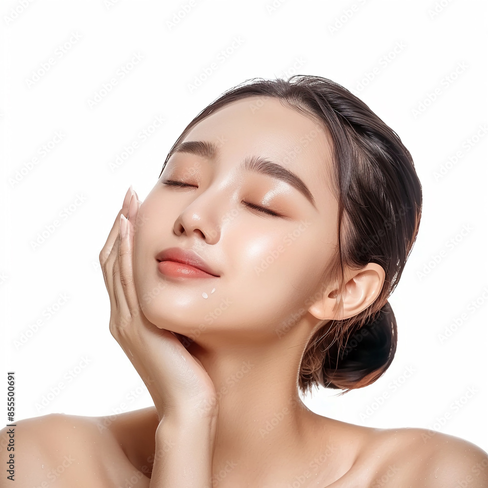 Beauty Asian women spa skin healthy on 100% isolate white background. Beauty Asian women spa skin healthy on 100% isolate white background.