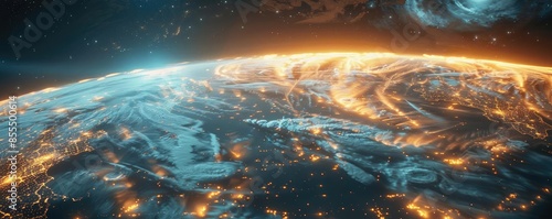 Wallpaper Mural Breathtaking view of Earth at night from space, showcasing illuminated cities and natural landscapes under the vast cosmos. Torontodigital.ca
