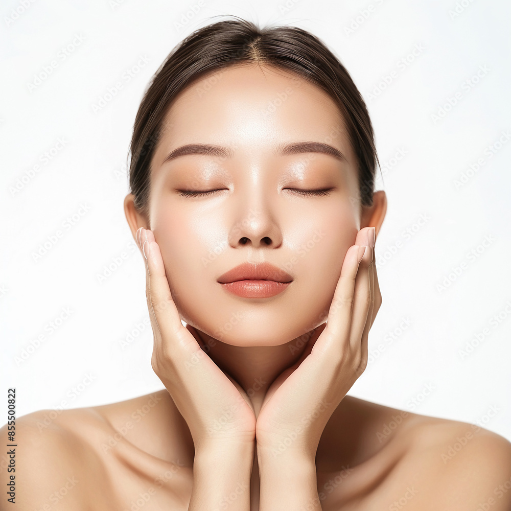 Beauty Asian women spa skin healthy on 100% isolate white background. Beauty Asian women spa skin healthy on 100% isolate white background.