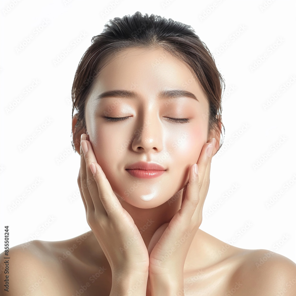 Beauty Asian women spa skin healthy on 100% isolate white background. Beauty Asian women spa skin healthy on 100% isolate white background.