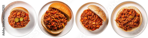 Vegetarian sloppy joe on a plate, top view