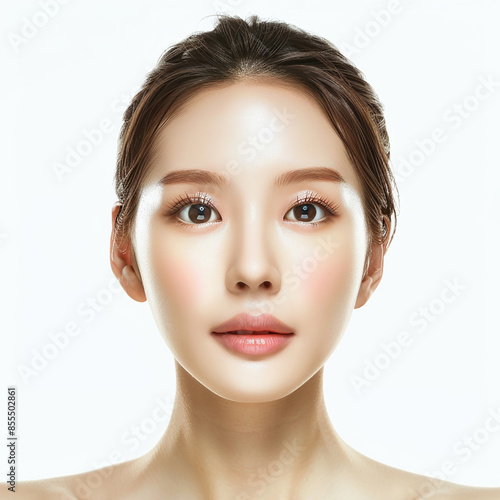 Beauty Korean Asian women spa skin healthy on 100% isolate white background.