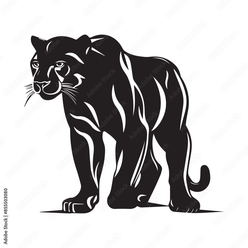 Obraz premium Puma image vector. Black Panther silhouette isolated on white