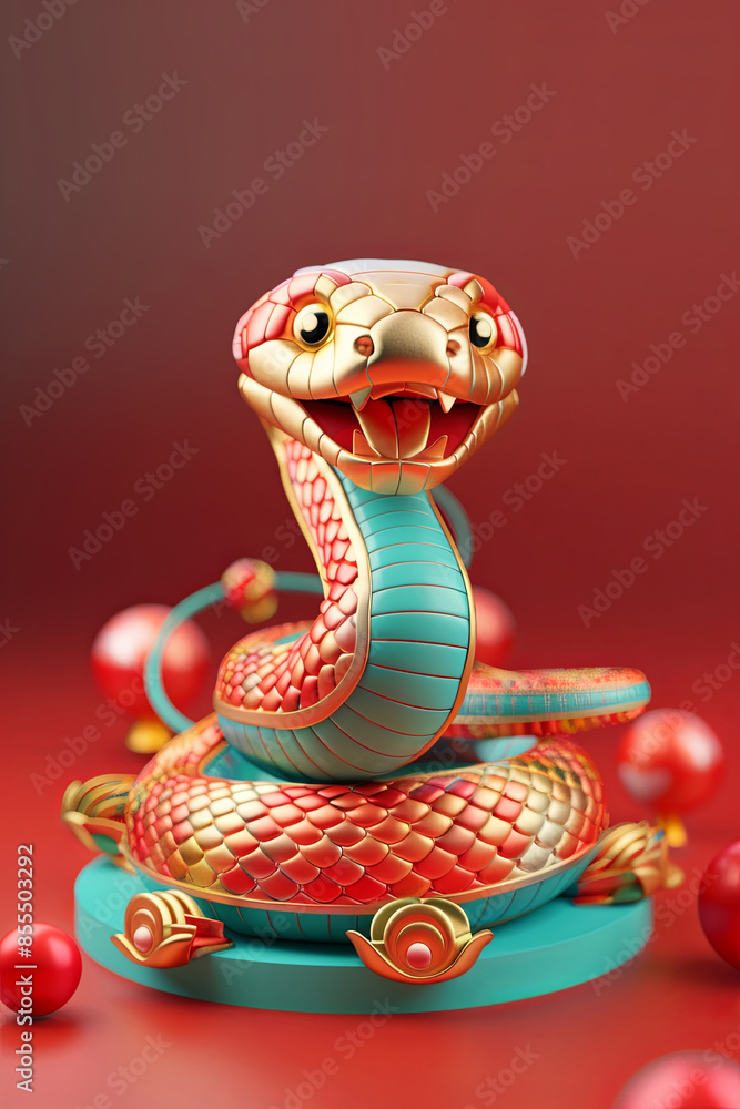 Fototapeta premium Happy New Year of the Snake according to the Chinese calendar 2025 year of the snake. Background with snake
