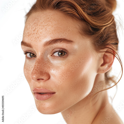 35-39 year old Beauty Brazilian women spa skin healthy on 100% isolate white background. photo