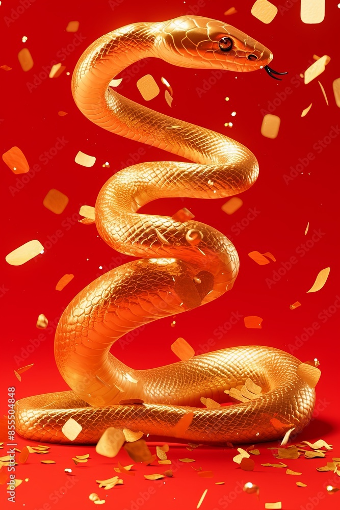 Fototapeta premium Happy New Year of the Snake according to the Chinese calendar 2025 year of the snake. Background with snake