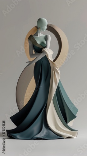 Elegant abstract sculpture of a woman in a flowing dress with artistic curves and minimalist design.