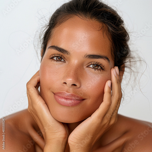 35-39 year old Beauty Venezuelan women spa skin healthy on 100% isolate white background. photo