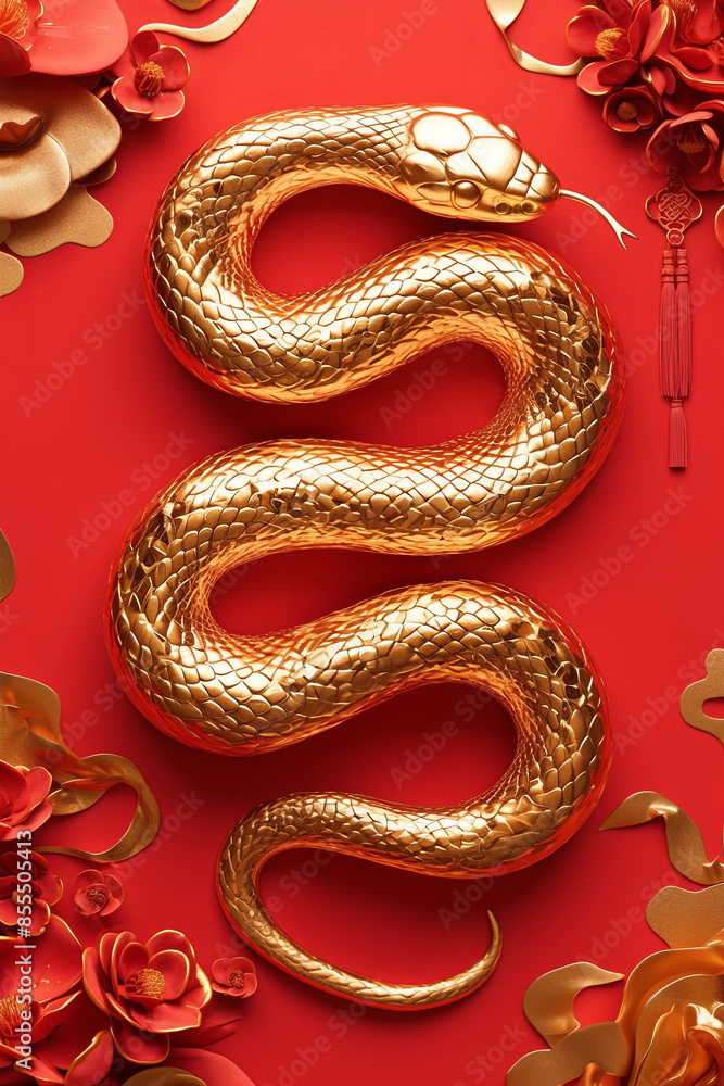 Happy New Year of the Snake according to the Chinese calendar 2025 year of the snake. Background with snake