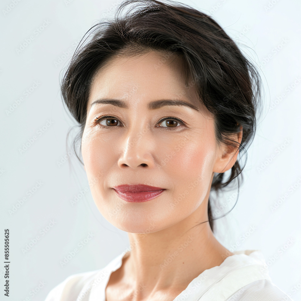 40-45 year old Beauty Japanese Asian women spa skin healthy on 100% isolate white background. 40-45 year old Beauty Japanese Asian women spa skin healthy on 100% isolate white background.