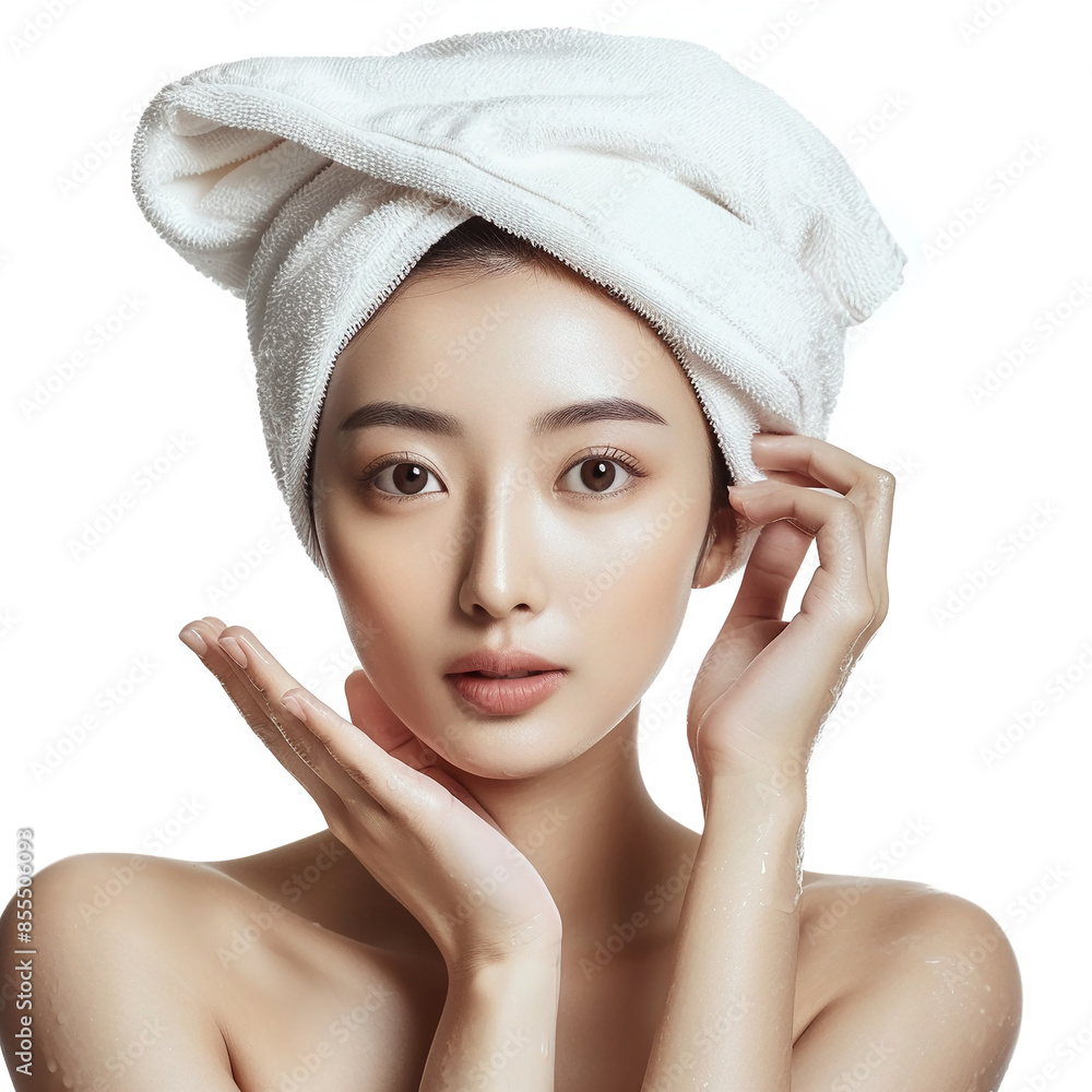 Beauty Asian women spa skin healthy on 100% isolate white background. Beauty Asian women spa skin healthy on 100% isolate white background.