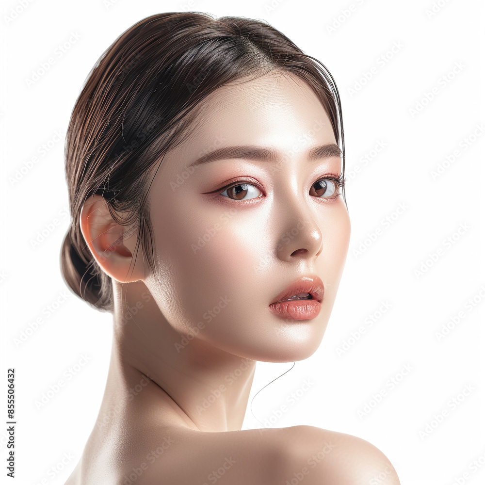 Fototapeta premium Beauty Asian women spa skin healthy on 100% isolate white background.