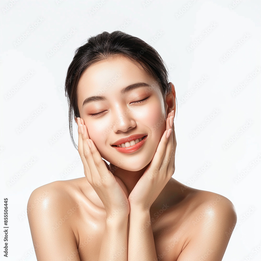 Beauty Asian women spa skin healthy on 100% isolate white background. Beauty Asian women spa skin healthy on 100% isolate white background.