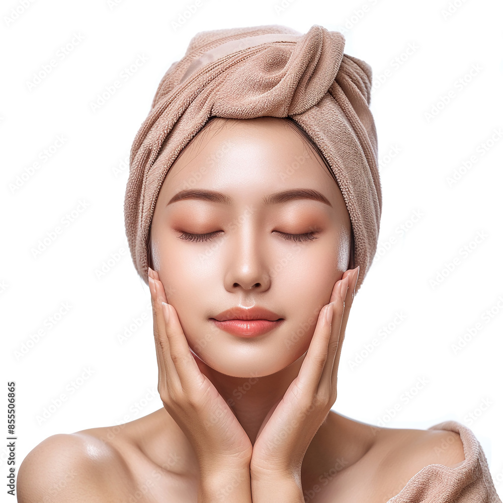 Beauty Asian women spa skin healthy on 100% isolate white background. Beauty Asian women spa skin healthy on 100% isolate white background.