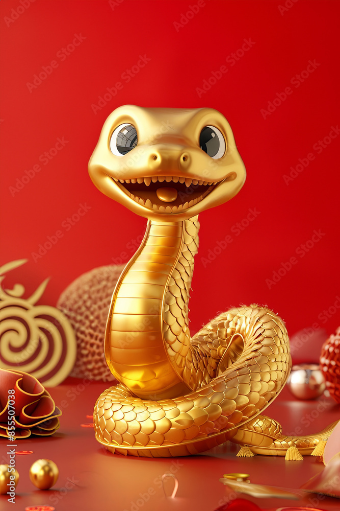 Fototapeta premium Happy New Year of the Snake according to the Chinese calendar 2025 year of the snake. Background with snake
