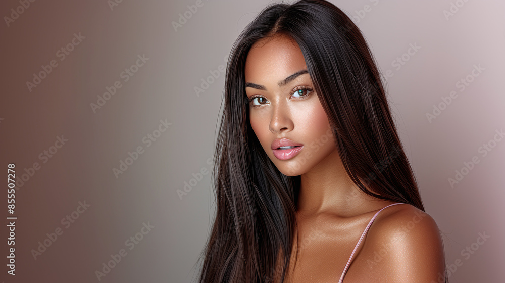 beautiful light brown skin young woman with long straight hair, editorial photo beautiful light brown skin young woman with long straight hair, editorial photo
