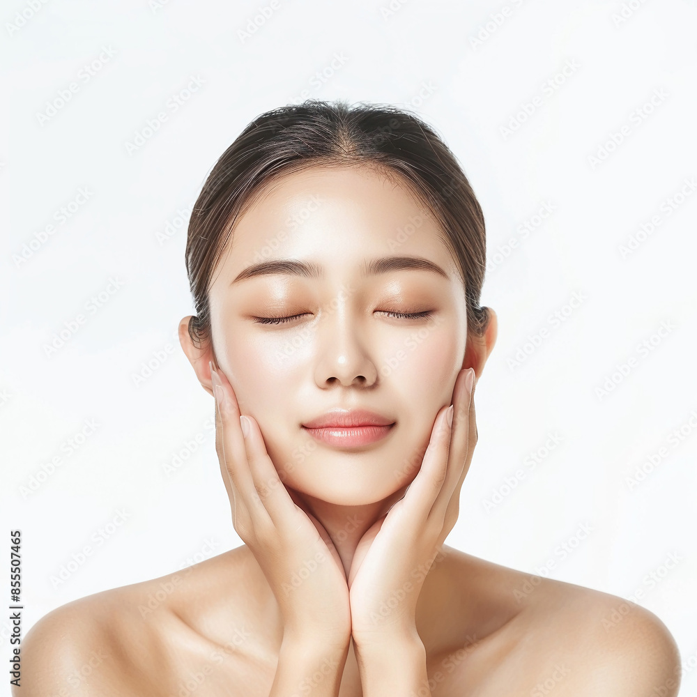 Beauty Asian women spa skin healthy on 100% isolate white background. Beauty Asian women spa skin healthy on 100% isolate white background.