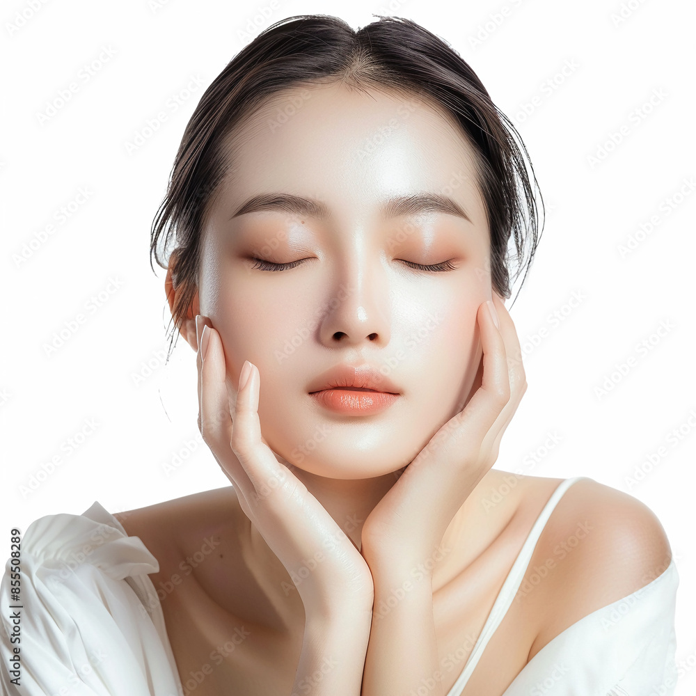 Beauty Asian women spa skin healthy on 100% isolate white background. Beauty Asian women spa skin healthy on 100% isolate white background.