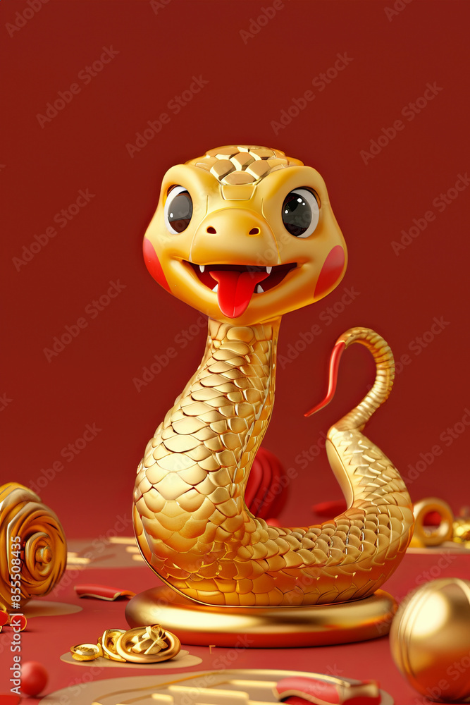 Fototapeta premium Happy New Year of the Snake according to the Chinese calendar 2025 year of the snake. Background with snake