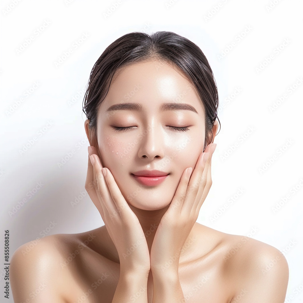 Beauty Korean Asian women spa skin healthy on 100% isolate white background. Beauty Korean Asian women spa skin healthy on 100% isolate white background.