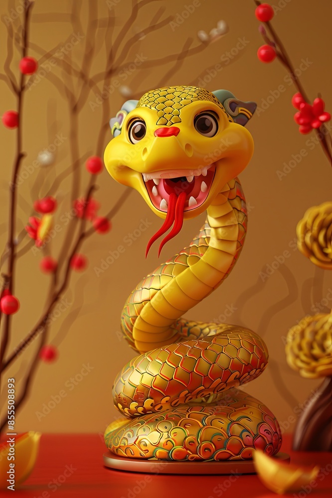 Fototapeta premium Happy New Year of the Snake according to the Chinese calendar 2025 year of the snake. Background with snake
