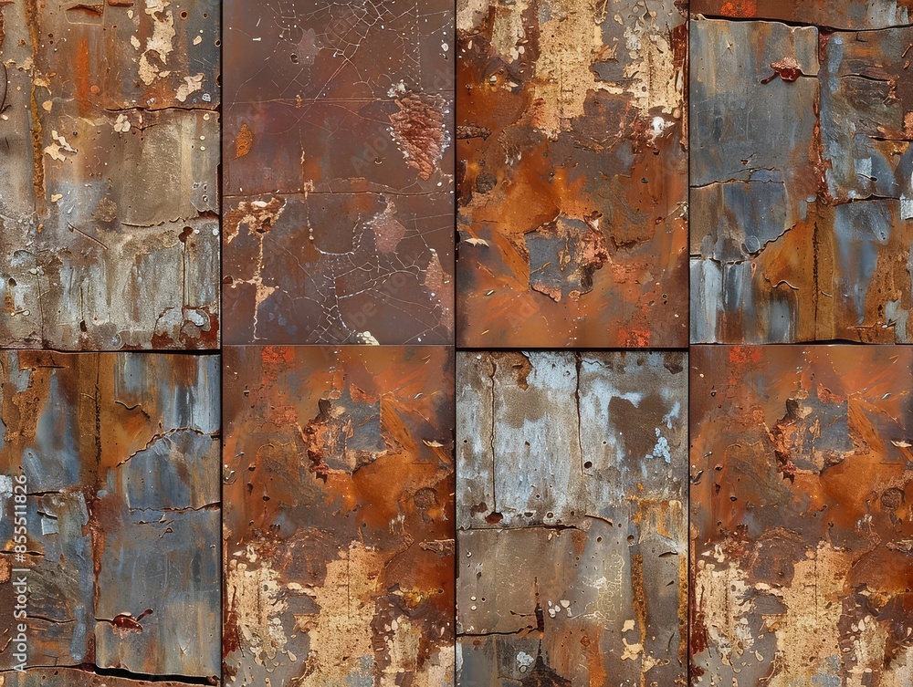 Metal panel with visible rust from weathering Metal panel with visible rust from weathering