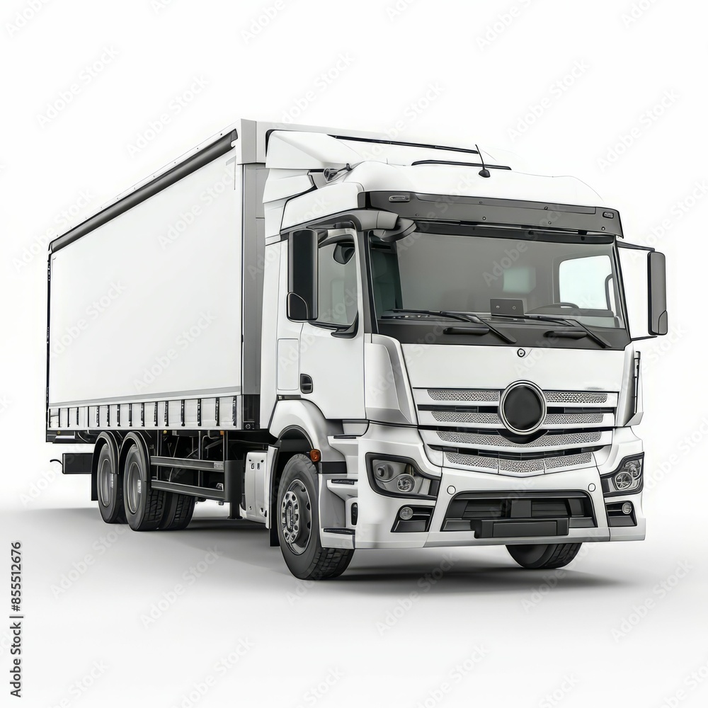 White Semi-Truck Isolated on White Background. White Semi-Truck Isolated on White Background.