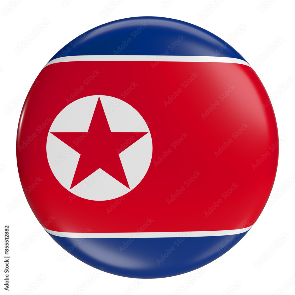 North Korea round flag icon with transparent background North Korea round flag icon with transparent background