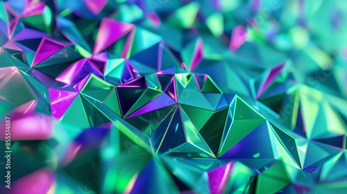 wallpaper modern hypnotic green little triangles patterns neon blue and green, purple, 16:9, background for banners, advertising backgrounds, website backgrounds