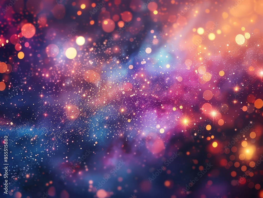 Fototapeta premium Sparkle and glowing stars on abstract blue background