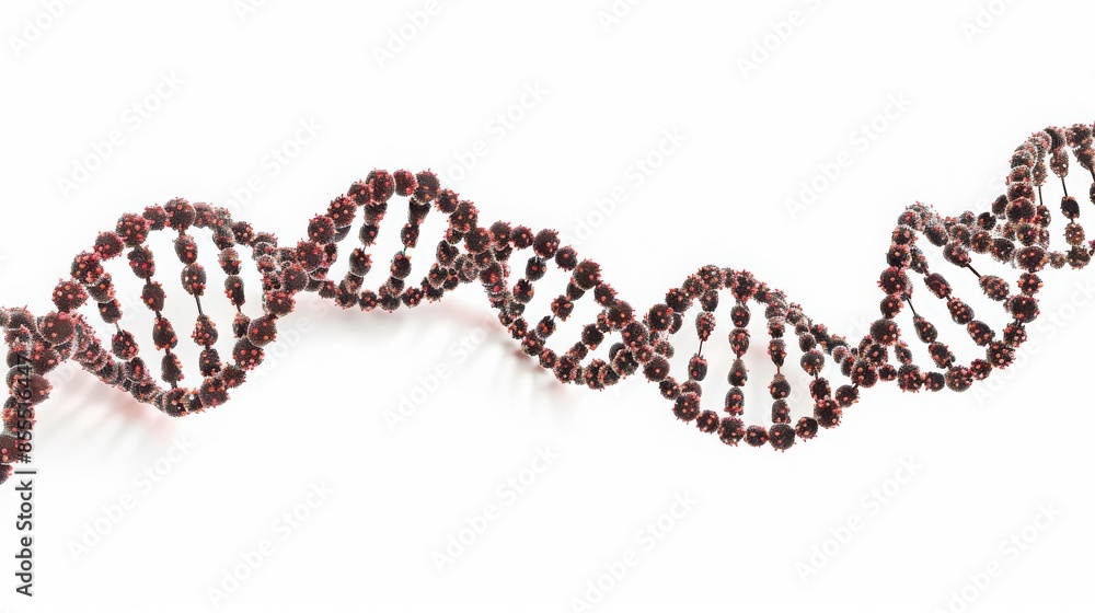 Stylized DNA double helix made of red spheres on a white background, representing genetics, biochemistry, and molecular biology. Stylized DNA double helix made of red spheres on a white background, representing genetics, biochemistry, and molecular biology.