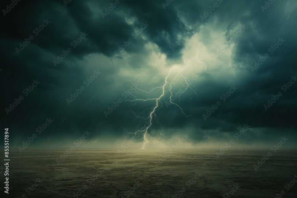 Dramatic lightning bolt striking over a dark, stormy sea, with intense clouds and atmospheric tension showing raw nature's power. Dramatic lightning bolt striking over a dark, stormy sea, with intense clouds and atmospheric tension showing raw nature's power.