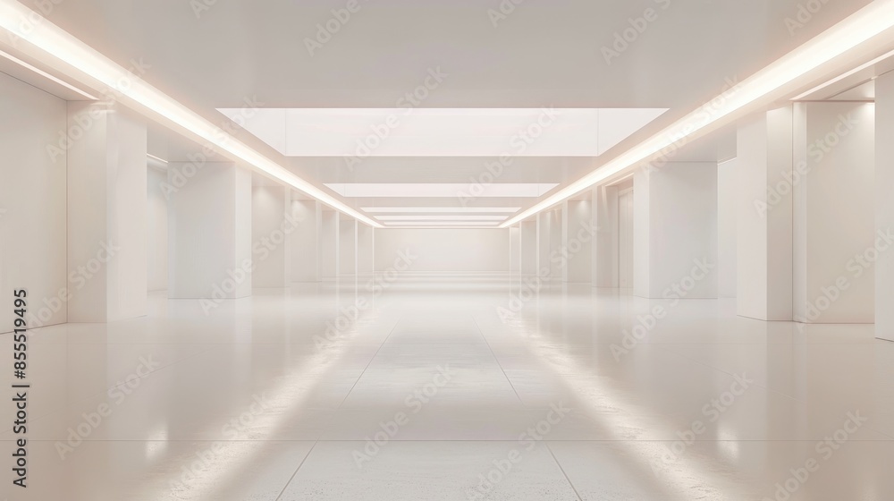 Fototapeta premium Abstract minimalist design with smooth white architectural forms and large empty spaces