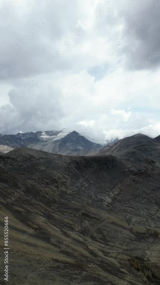 Aerial video of Mount Chacaltaya in the Andean Cordillera in Bolivia, South America Aerial video of Mount Chacaltaya in the Andean Cordillera in Bolivia, South America