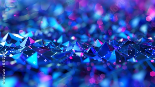 hypnotic blue little triangles patterns, neon blue body and red accents, artistic render, smooth shadows, small depth of feild, octane render, hi-res details, psychedelic effects