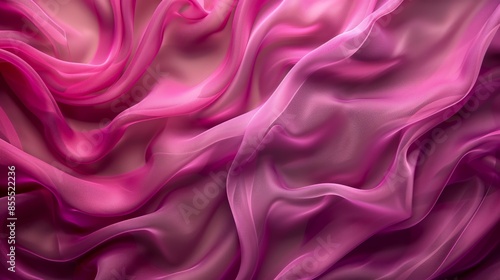 Abstract background of pink and purple silk fabric with wavy folds.