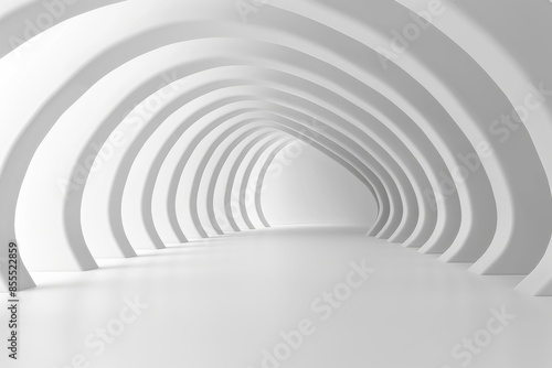 Wallpaper Mural Abstract White Tunnel of Arches. 3D Render of Abstract Podium Background Torontodigital.ca