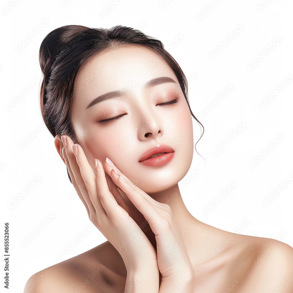 Beauty Asian women spa skin healthy on 100% isolate white background. Beauty Asian women spa skin healthy on 100% isolate white background.