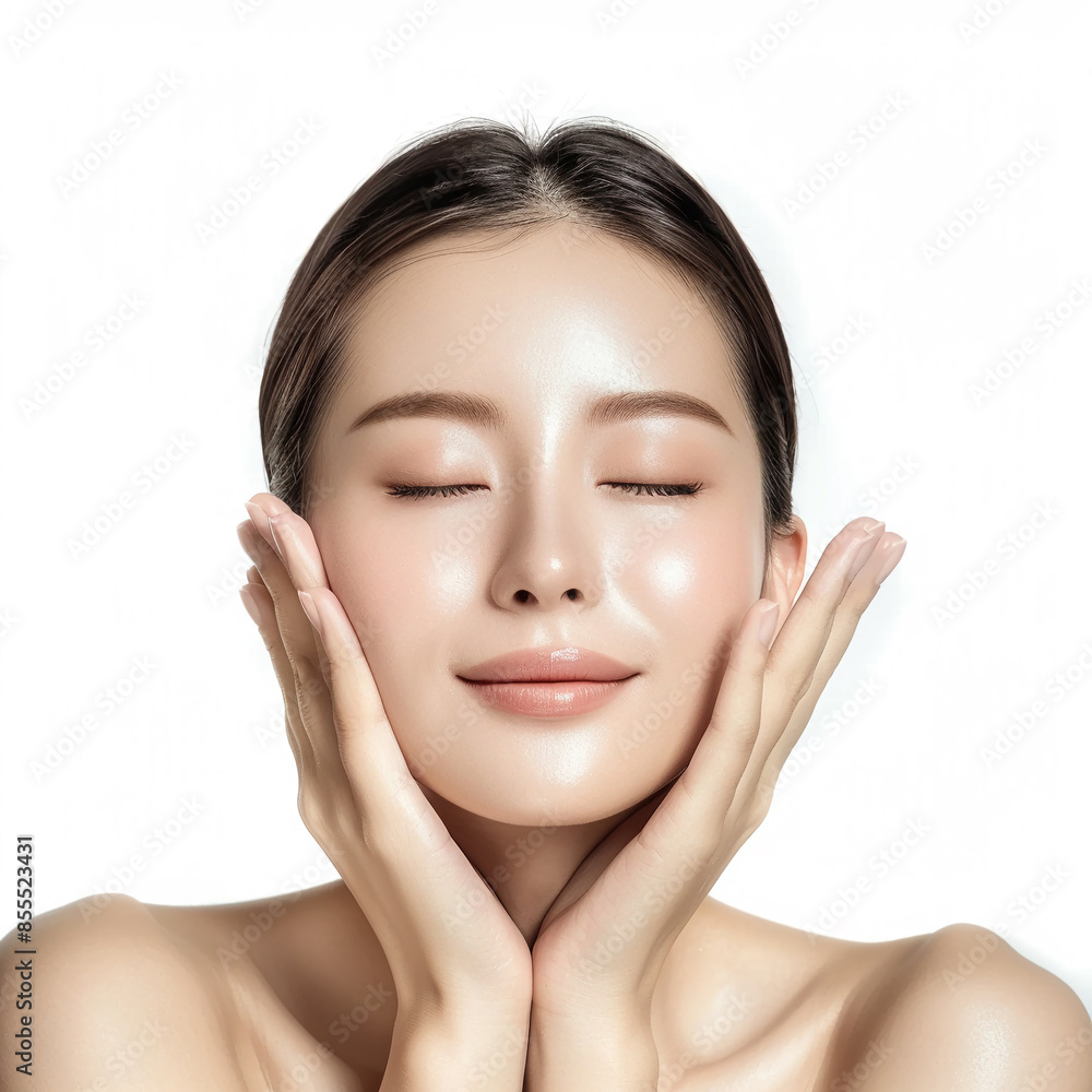 Beauty Asian women spa skin healthy on 100% isolate white background. Beauty Asian women spa skin healthy on 100% isolate white background.