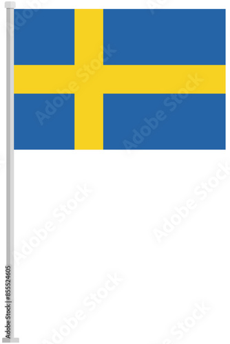 Sweden national flag pole icon isolated on white background.