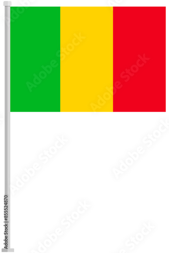 Flag of Mali with silver pole flat icon isolated on white background.