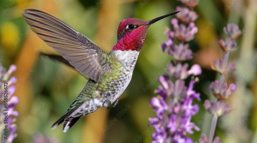 Fototapeta premium hummingbird feeding on flowe.r