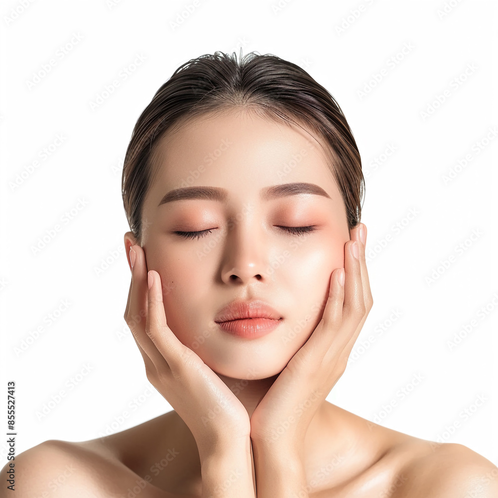 Beauty Asian women spa skin healthy on 100% isolate white background. Beauty Asian women spa skin healthy on 100% isolate white background.
