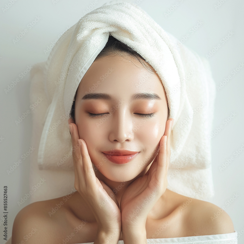 Beauty Asian women spa skin healthy on 100% isolate white background. Beauty Asian women spa skin healthy on 100% isolate white background.