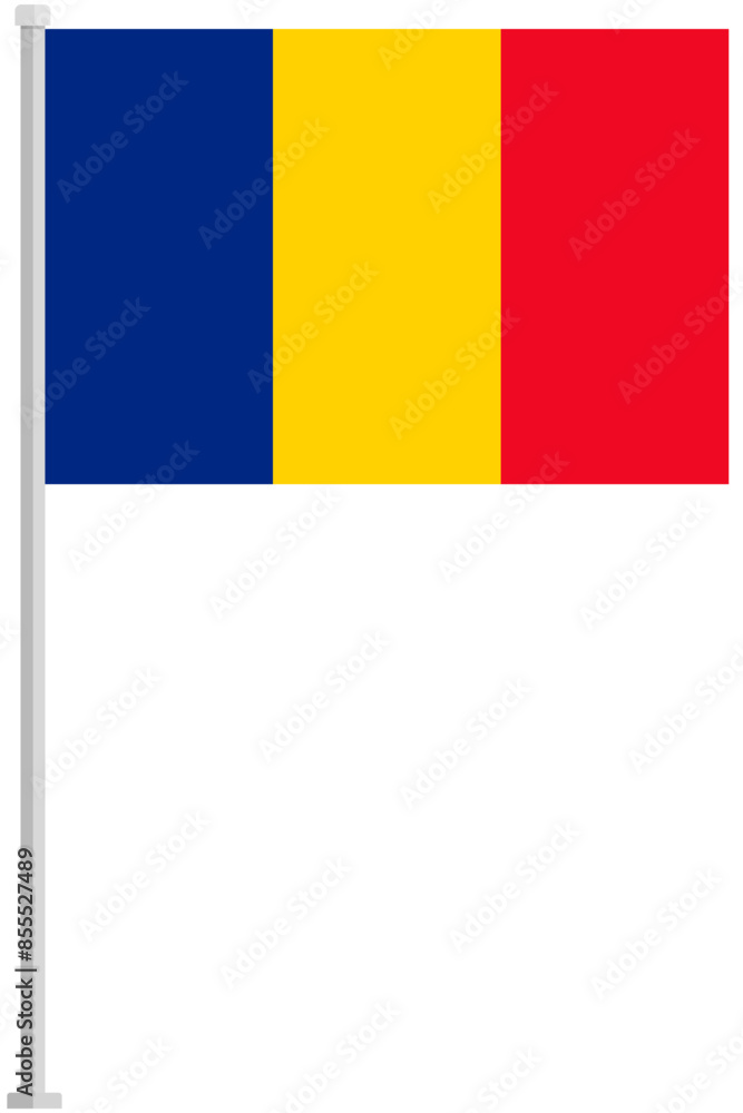 Romania national flag pole icon isolated on white background. Romania national flag pole icon isolated on white background.