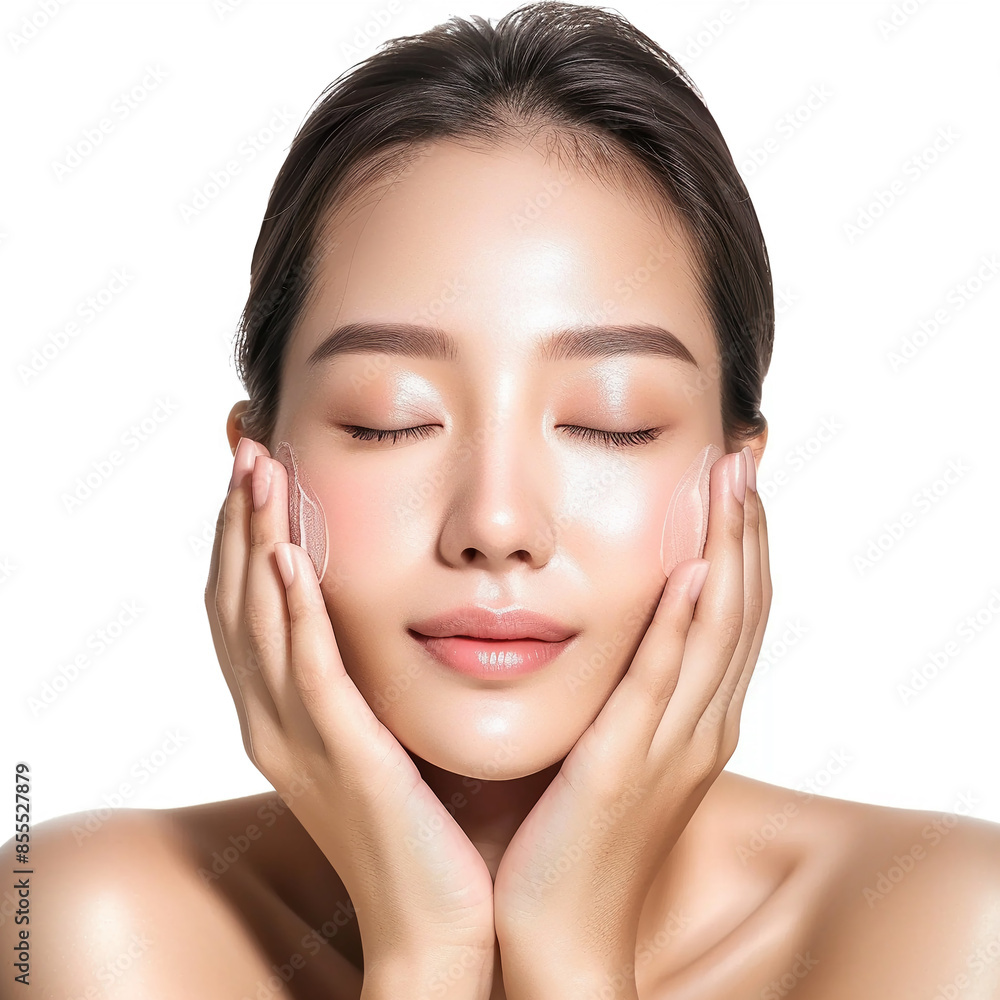 Beauty Asian women spa skin healthy on 100% isolate white background. Beauty Asian women spa skin healthy on 100% isolate white background.