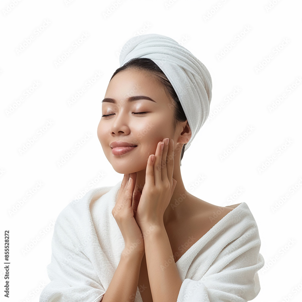 Beauty Korean Asian women spa skin healthy on 100% isolate white background. Beauty Korean Asian women spa skin healthy on 100% isolate white background.